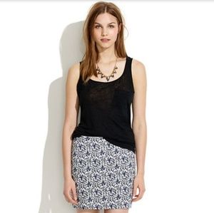 Madewell black linen pocket tank tee S